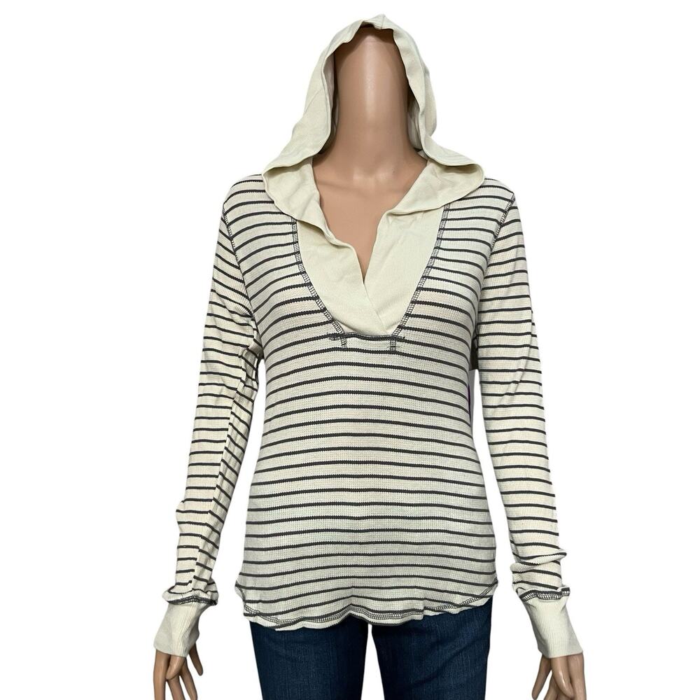 Y2K Oneill Thermal Hoodie Tshirt Medium Striped Long Lightweight Skater Hipster